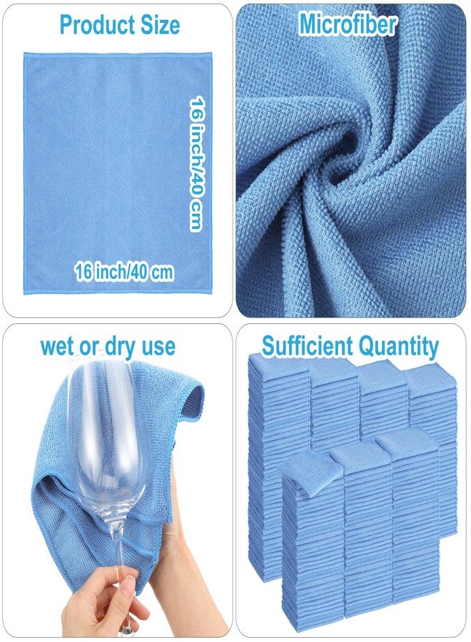 Meanplan 36 Pack 16'' x 16'' Microfiber Cleaning Cloths Reusable Wash Rags Microfiber Towels Softer Highly Absorbent Multifunctional Purpose for House Kitchen Car Window Dust(Blue) - Image 2